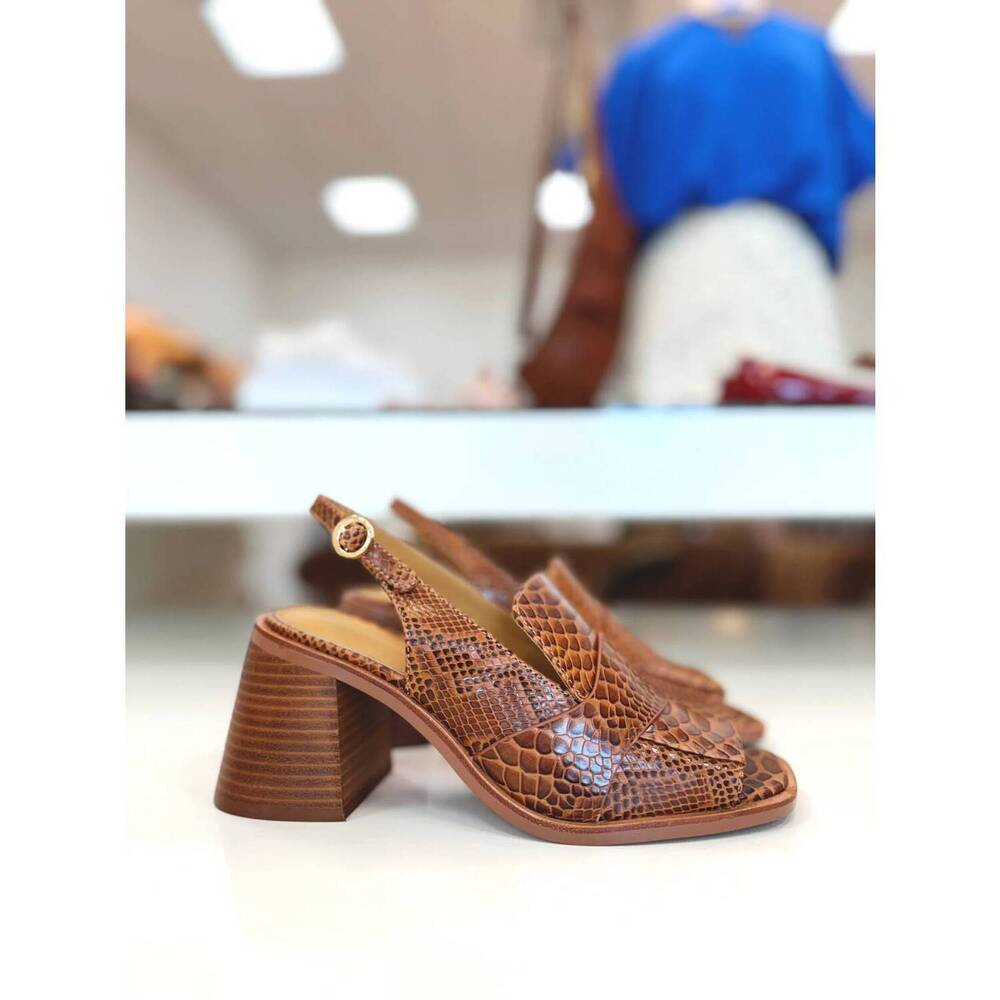 NEW CECELIA NEW YORK women's kali slingback pump in brown croco